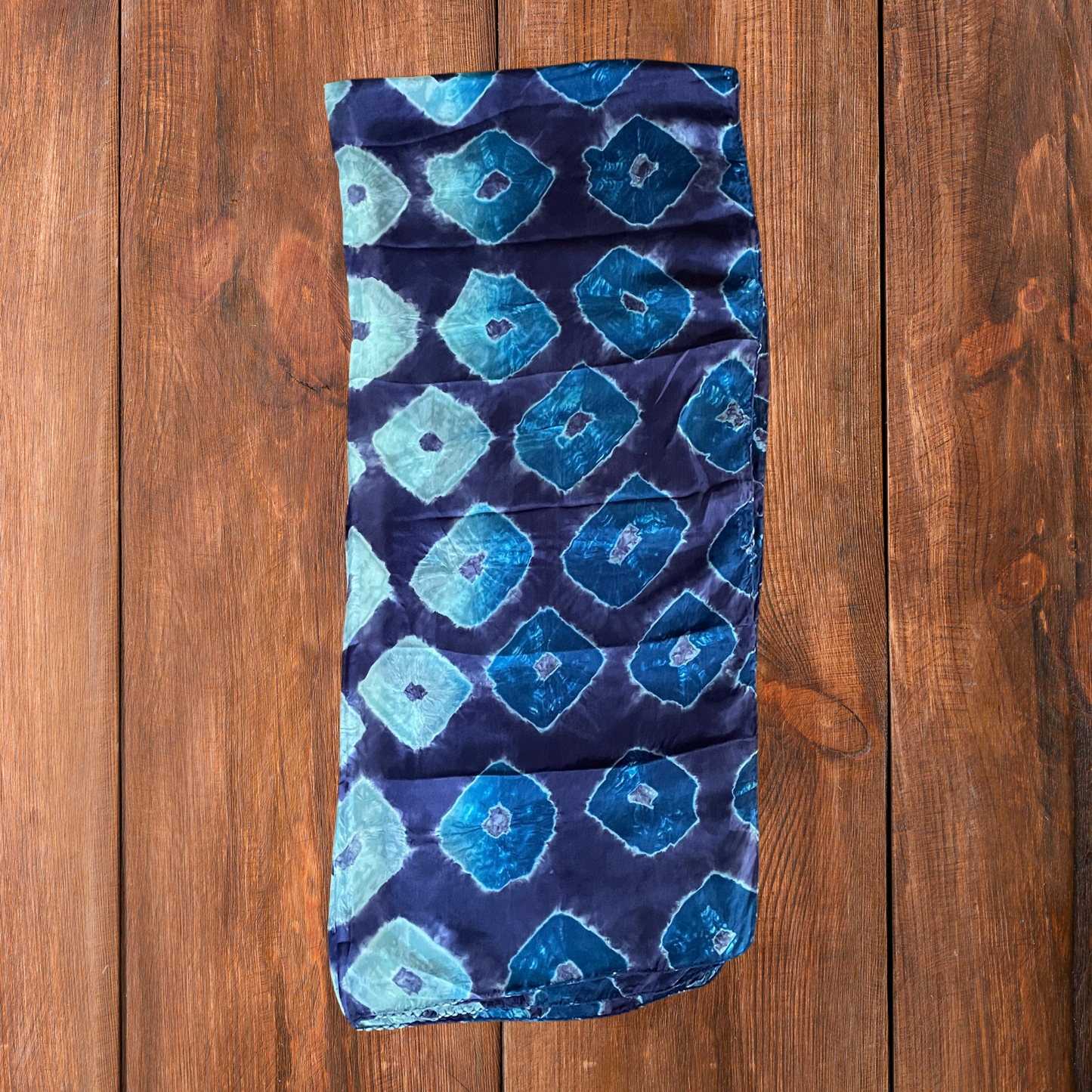 Shibori Silk Scarf - in Cobalt Blue
